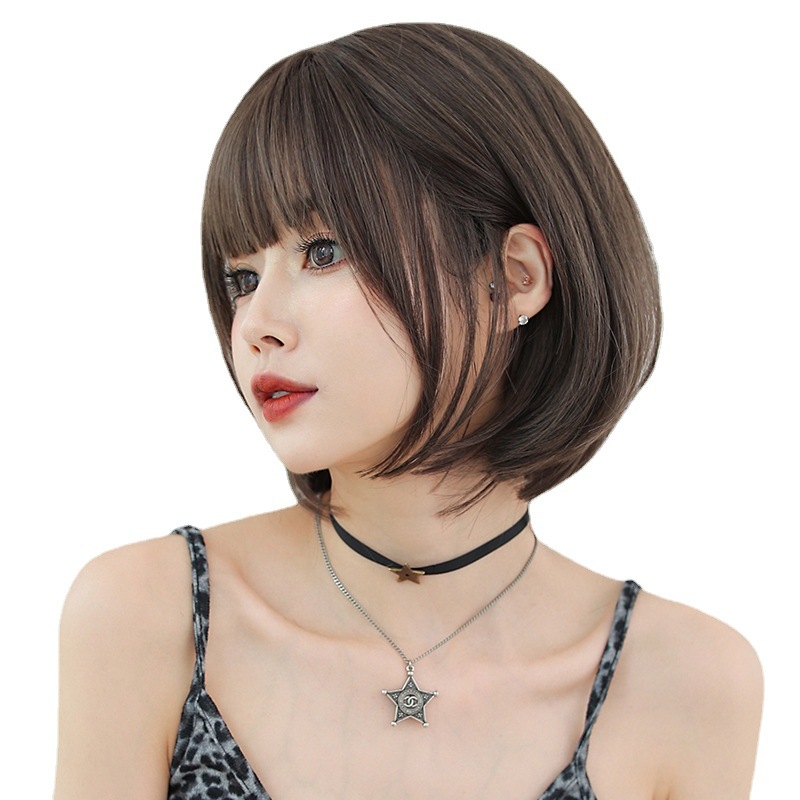 Női paróka, japán stílusú bob, teljes fej paróka, hőálló szintetikus rost, frufruval, modell D-124
