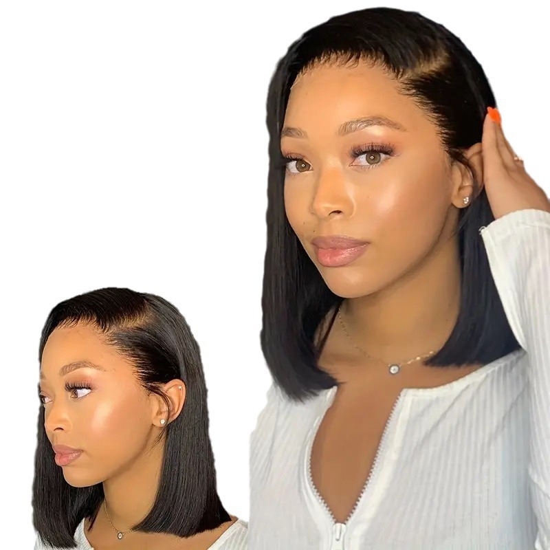 Perucă cu lace front, bob mediu, fibre rezistente la temperaturi înalte, model L1676, poate fi vopsită sau tratată prin permanentare.