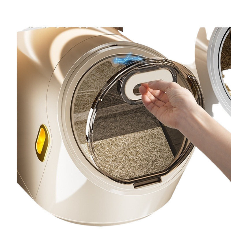 Recipient pentru depozitare orez, sigilat ermetic, protecție împotriva umezelii și insectelor, din PP plastic, stil minimalist modern