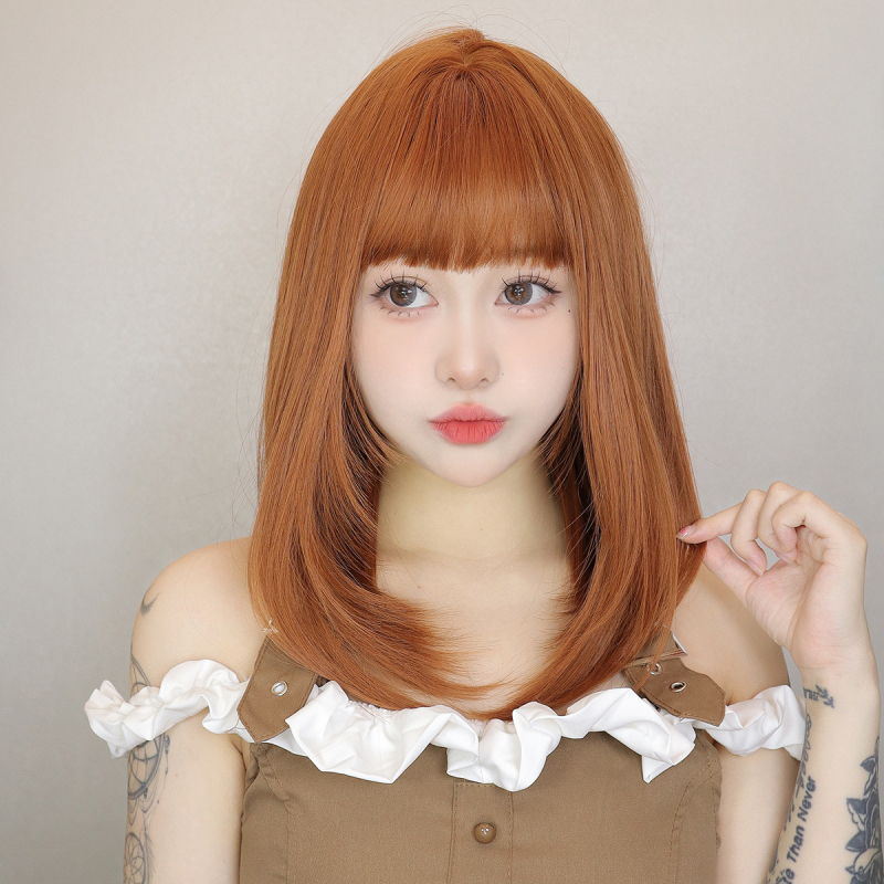 Emmor lc1049 selyem paróka, japán/koreai márka, rövid egyenes haj Qi frufru