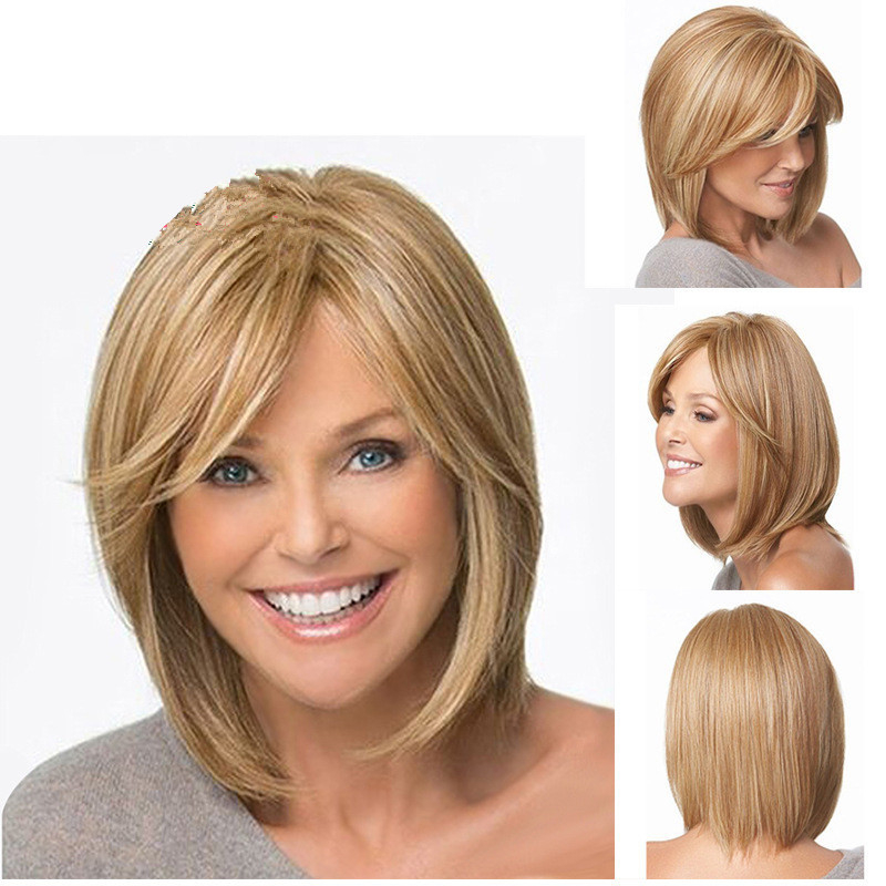 Rövid, egyenes bob paróka, hőálló szálból, mechanikus sapkával, nem festhető