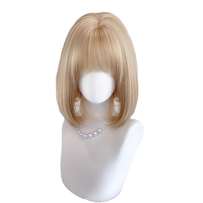 Perucă pentru femei, bob scurt drept, cu breton, fibre rezistente la temperaturi, purtare zilnică