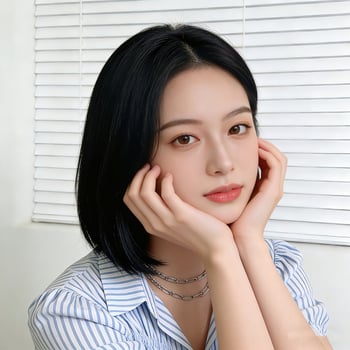 Perucă Baifumi în tunsoare bob, model 740 — fibre rezistente la temperatură, păr scurt drept, breton cu part median, modelare facială, personalizare a designului, etichetă privată disponibilă