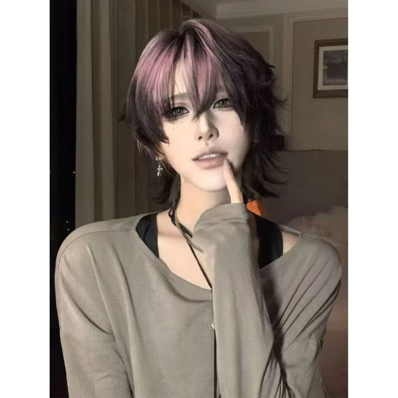 Perucă pentru femei cu păr lung — stil manga, temperament asiatic, perucă completă, fir de înaltă temperatură, mecanism de prelucrare, schimbă look-ul