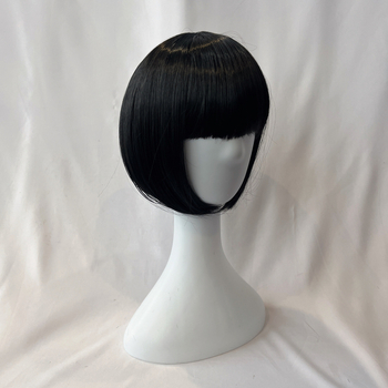 Perucă pentru copii, păr scurt drept, breton aerian, mătase la temperaturi înalte, prelucrare mecanică