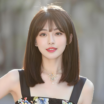 Păr pentru femei, păr mediu-lung, aspect natural, breton aerian, acoperire completă a capului, model 789, fibre rezistente la temperatură, poate fi vopsită sau îndreptată