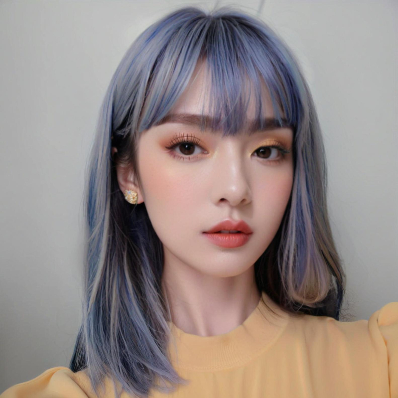 Păr pentru femei, păr mediu-lung, aspect natural, breton aerian, acoperire completă a capului, model 789, fibre rezistente la temperatură, poate fi vopsită sau îndreptată