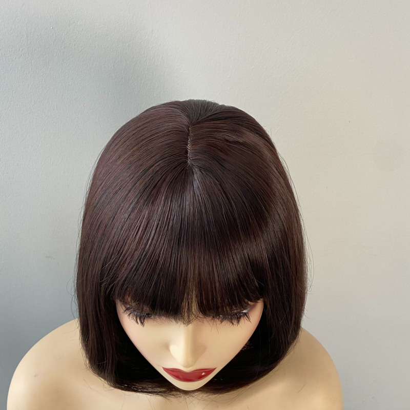 Perucă pentru femei, scurtă, drept, model 752, fibră rezistentă la temperaturi, breton aerian