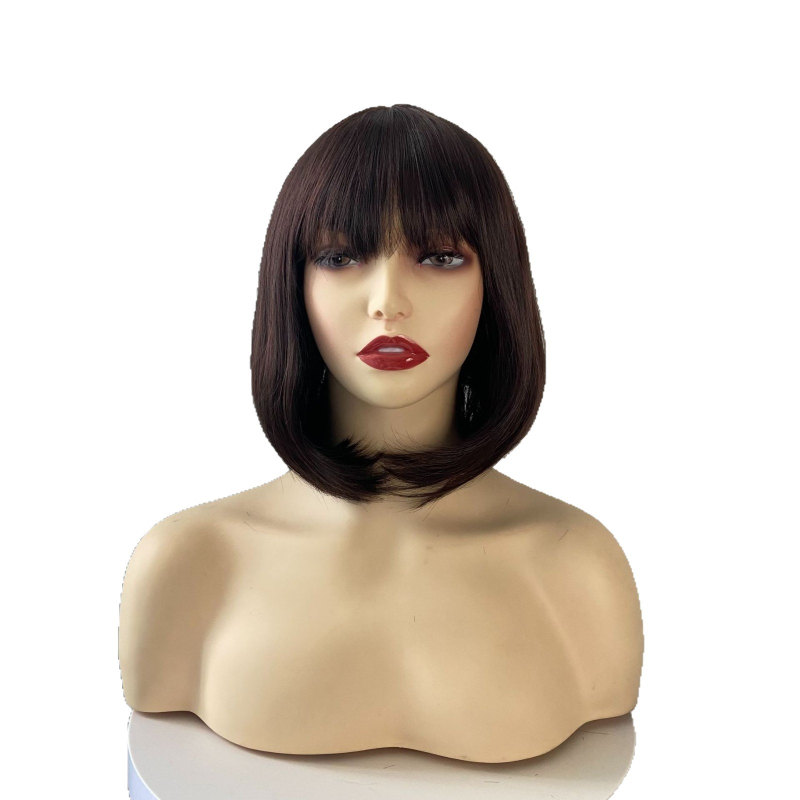 Perucă pentru femei, scurtă, drept, model 752, fibră rezistentă la temperaturi, breton aerian