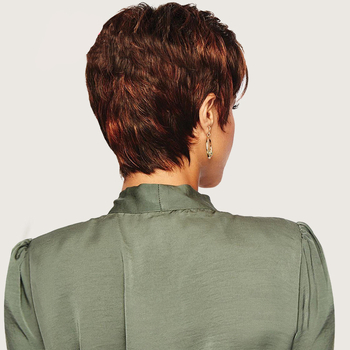 Perucă cu bucle scurte, fibre rezistente la temperatură înaltă, model 6956, breton oblic, stil Star Fashion