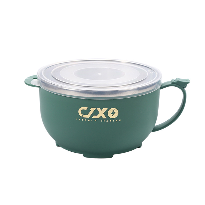 Cutie prânz pentru tăiței cu capac, rotund, din plastic + oțel inoxidabil, izolat, 800–1000 ml, pentru studenți