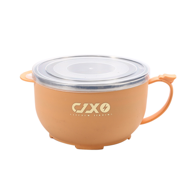 Cutie prânz pentru tăiței cu capac, rotund, din plastic + oțel inoxidabil, izolat, 800–1000 ml, pentru studenți