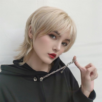 Perucă Fragrant, păr scurt, drept, breton drept, fibre rezistente la temperatură, model 320