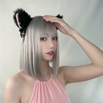 Perucă scurtă cu păr drept, model 743, fibră rezistentă la temperaturi înalte, franj Qi, poate fi vopsită