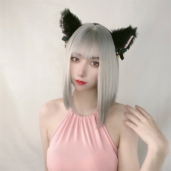 Perucă scurtă cu păr drept, model 743, fibră rezistentă la temperaturi înalte, franj Qi, poate fi vopsită