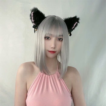 Perucă scurtă cu păr drept, model 743, fibră rezistentă la temperaturi înalte, franj Qi, poate fi vopsită