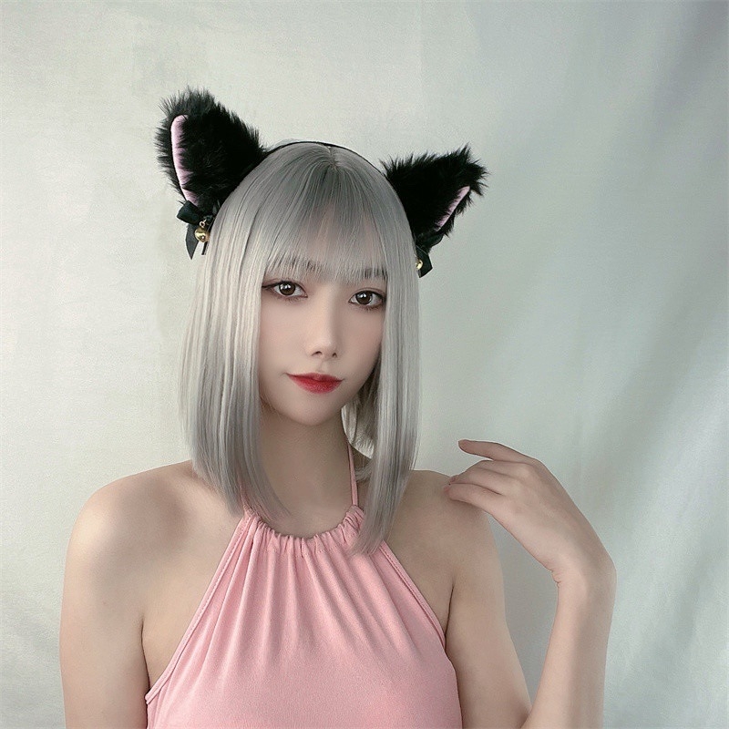 Perucă scurtă cu păr drept, model 743, fibră rezistentă la temperaturi înalte, franj Qi, poate fi vopsită