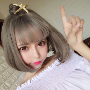 Perucă pentru păr scurt drept, Qi breton, model 3161, sârmă rezistentă la temperatură ridicată, mecanism