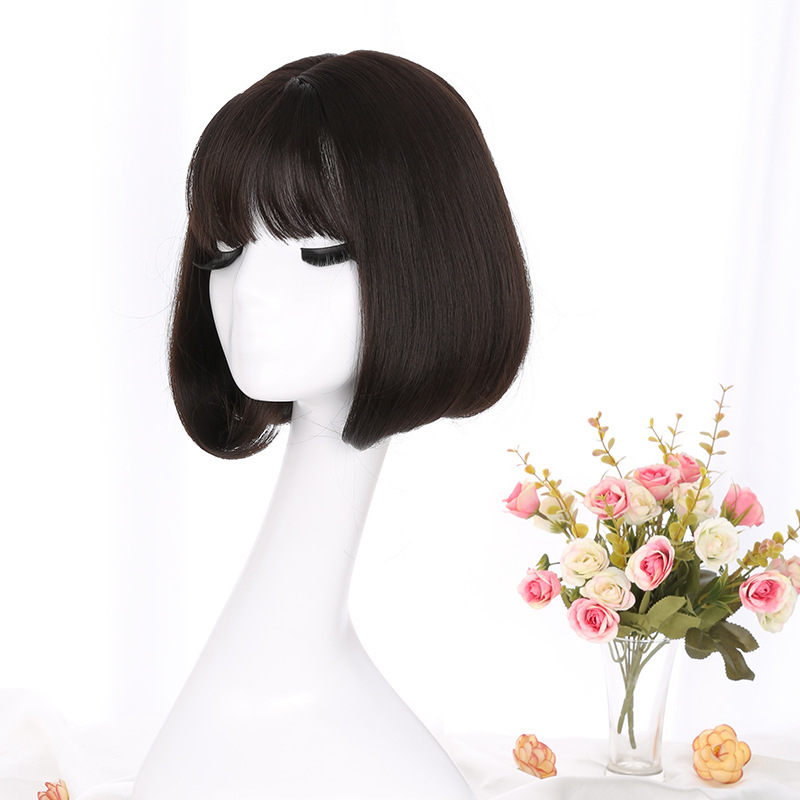 Perucă pentru păr scurt drept, Qi breton, model 3161, sârmă rezistentă la temperatură ridicată, mecanism