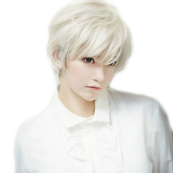 Perucă pentru cosplay, păr scurt drept, model 201, fibre rezistente la temperaturi înalte, construcție mecanizată, vopsire permisă