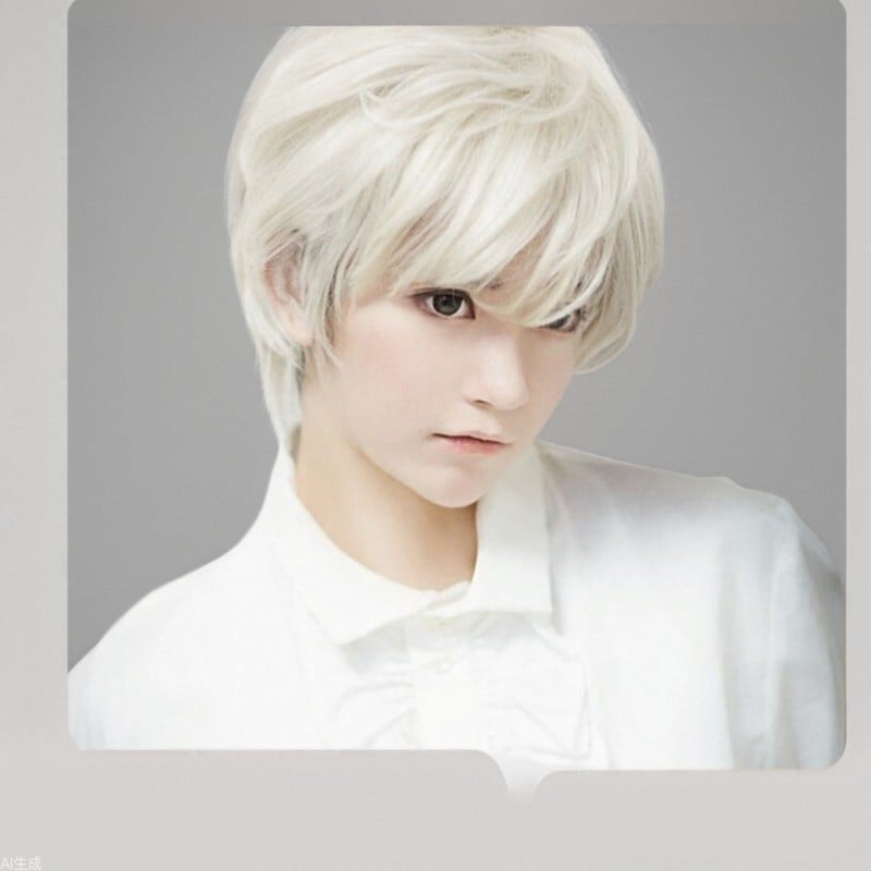 Perucă pentru cosplay, păr scurt drept, model 201, fibre rezistente la temperaturi înalte, construcție mecanizată, vopsire permisă