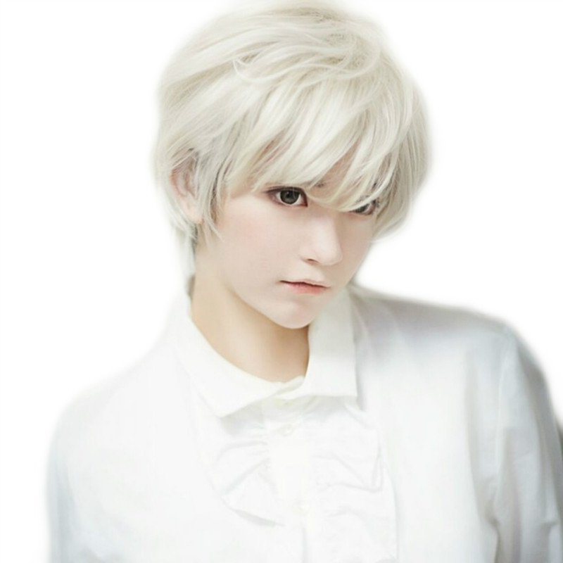 Perucă pentru cosplay, păr scurt drept, model 201, fibre rezistente la temperaturi înalte, construcție mecanizată, vopsire permisă