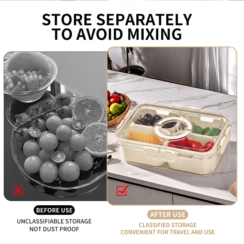 Cutie de depozitare din plastic pentru frigider, etanșă pentru menținerea prospețimii, cu drenaj, pentru refrigerare și congelare