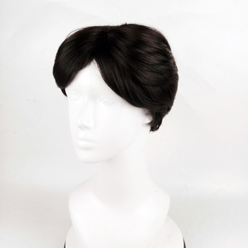 Perucă pentru bărbați, stil pufos scurt, fire rezistente la temperatură, lungime scurtă, proces mecanic, poate fi vopsită