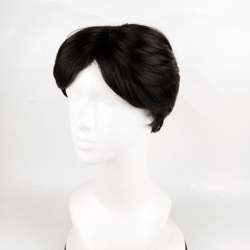 Perucă pentru bărbați, stil pufos scurt, fire rezistente la temperatură, lungime scurtă, proces mecanic, poate fi vopsită