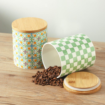 JinTu borcan ceramic sigilat pentru depozitare, cilindric, 800–1000 ml, pentru boabe de cafea, frunze de ceai și cereale