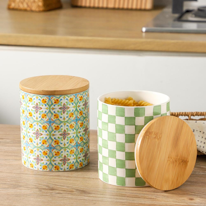 JinTu borcan ceramic sigilat pentru depozitare, cilindric, 800–1000 ml, pentru boabe de cafea, frunze de ceai și cereale