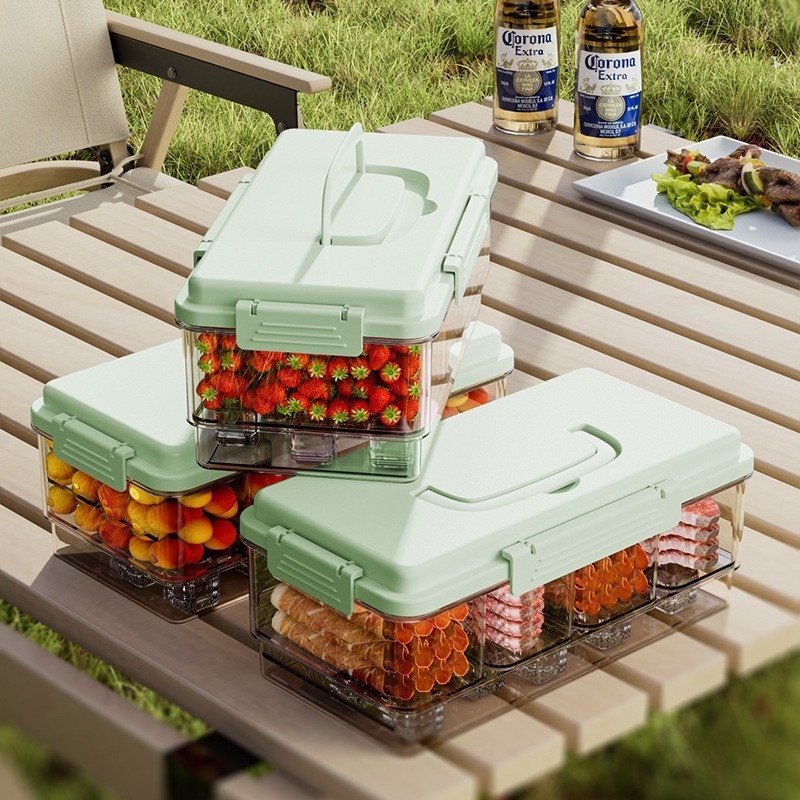 Cutie de prânz portabilă cu separator, capacitate 4.1–5 L, plastic alimentar, cutie de conservare cu un singur strat, pentru utilizare în aer liber