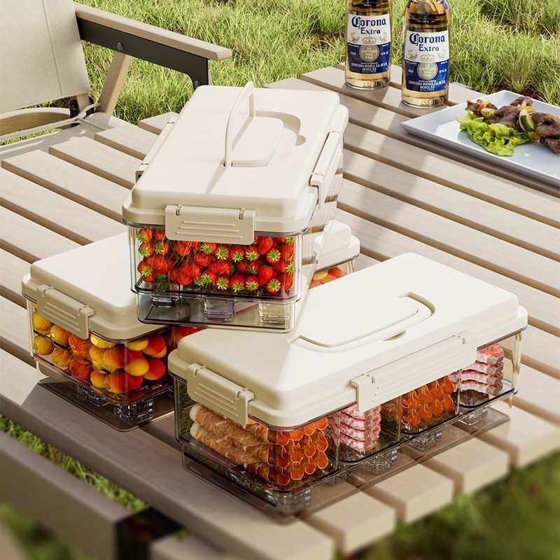 Cutie de prânz portabilă cu separator, capacitate 4.1–5 L, plastic alimentar, cutie de conservare cu un singur strat, pentru utilizare în aer liber