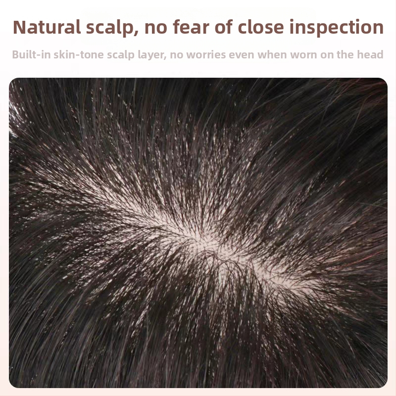 Perucă din păr uman, model 6059, cu breton Qi, păr drept, mecanism de stilizare pentru schimbare instantanee a coafurii