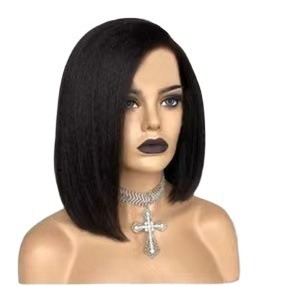Perucă scurtă dreaptă pentru femei | păr din mătase rezistentă la temperaturi înalte | procesare mecanizată | nu poate fi vopsită sau permenată | Model KZ-ZF001