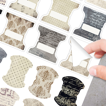 Set etichete index pentru jurnal – 4 foi, 88 etichete cu dungi retro, etichete din hârtie rezistente la apă, stil scris de mână