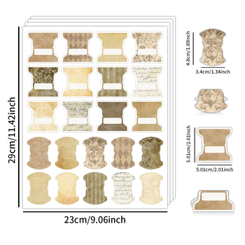 Set etichete index pentru jurnal – 4 foi, 88 etichete cu dungi retro, etichete din hârtie rezistente la apă, stil scris de mână