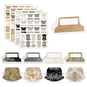 Set etichete index pentru jurnal – 4 foi, 88 etichete cu dungi retro, etichete din hârtie rezistente la apă, stil scris de mână