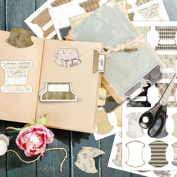 Set etichete index pentru jurnal – 4 foi, 88 etichete cu dungi retro, etichete din hârtie rezistente la apă, stil scris de mână