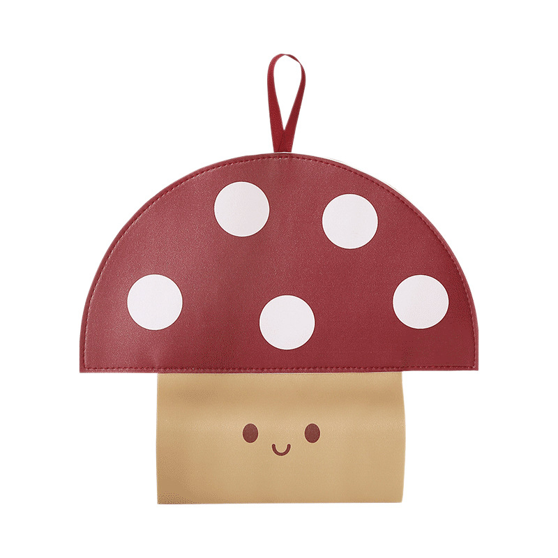 Geantă de perete pentru șervețele, în formă de ciupercă, din PU, stil pastoral, multifuncțională, potrivită pentru șervețele de hârtie demontabile