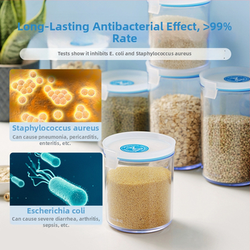 Borcan din plastic pentru depozitare cu capac, antibacterian cu ioni de argint, design modern minimalist, marca Omega, origine China continentală, cutie de păstrare a prospețimii