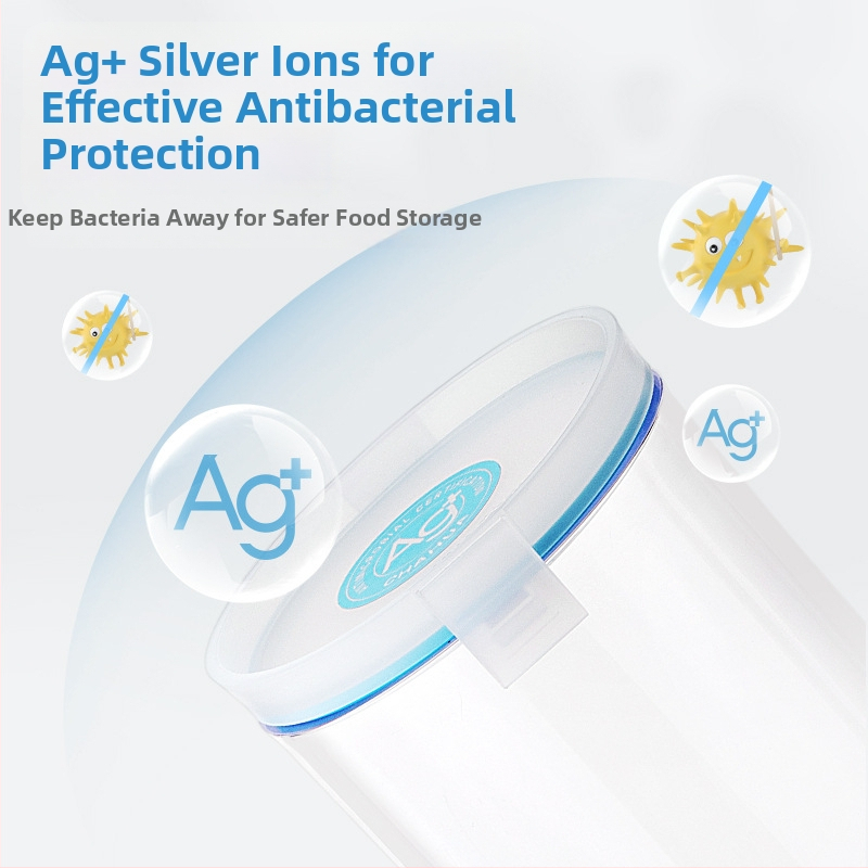 Borcan din plastic pentru depozitare cu capac, antibacterian cu ioni de argint, design modern minimalist, marca Omega, origine China continentală, cutie de păstrare a prospețimii