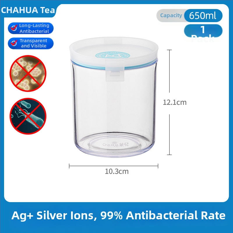 Borcan din plastic pentru depozitare cu capac, antibacterian cu ioni de argint, design modern minimalist, marca Omega, origine China continentală, cutie de păstrare a prospețimii