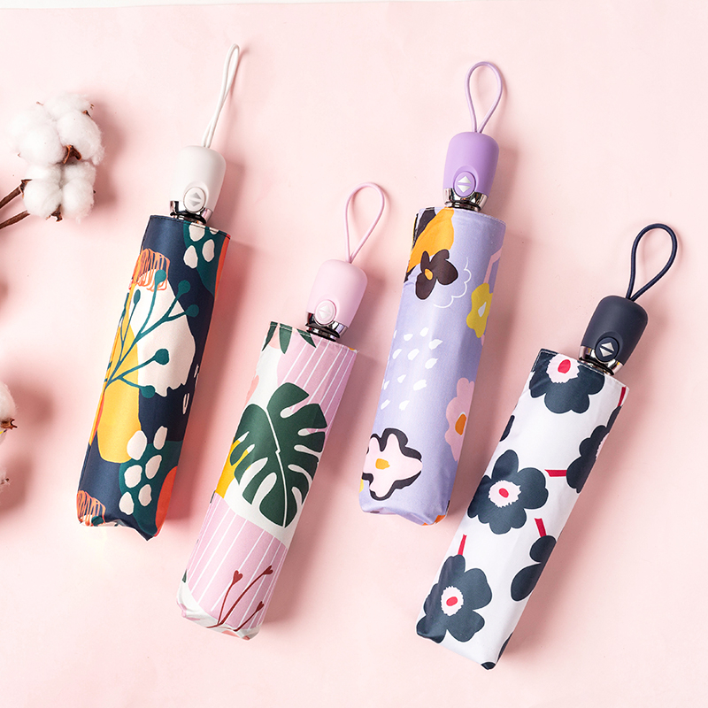 Чадър за слънце и дъжд, автоматичен, ретро компактен дизайн, 14 ребра, UPF30+ UV защита