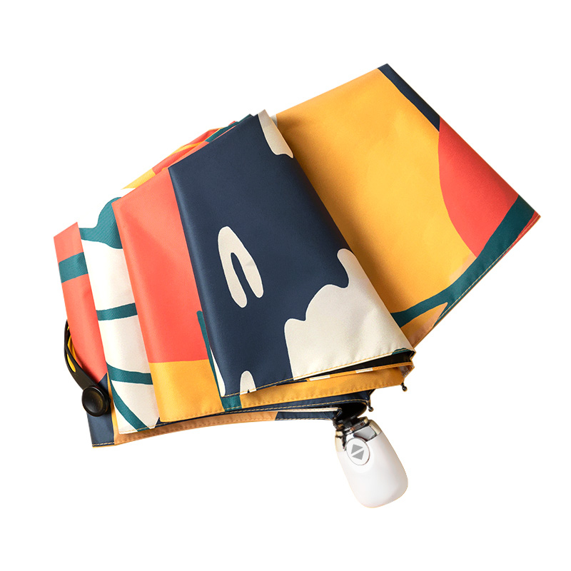 Чадър за слънце и дъжд, автоматичен, ретро компактен дизайн, 14 ребра, UPF30+ UV защита