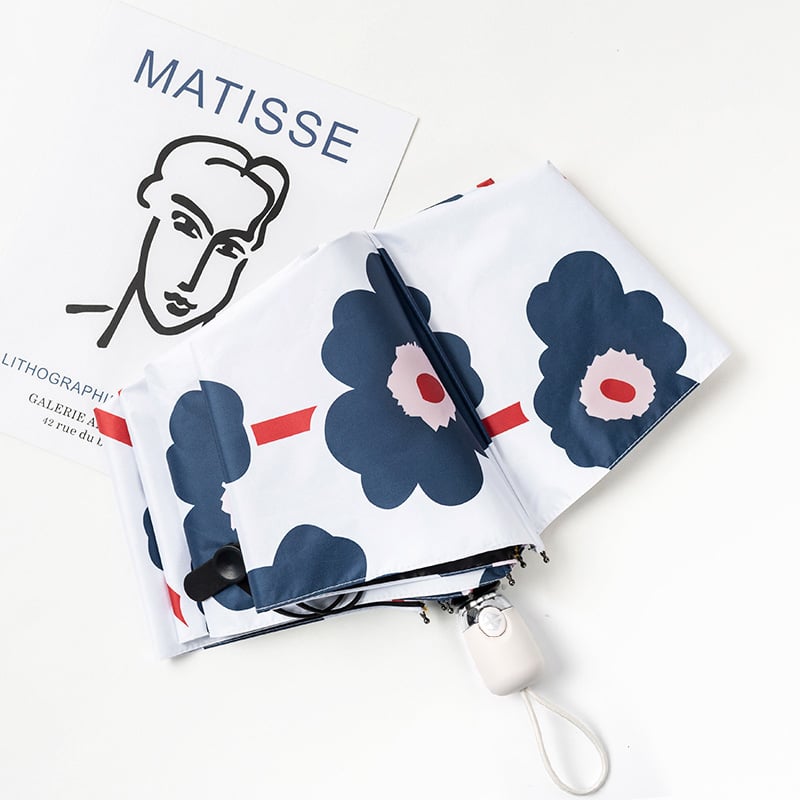 Чадър за слънце и дъжд, автоматичен, ретро компактен дизайн, 14 ребра, UPF30+ UV защита