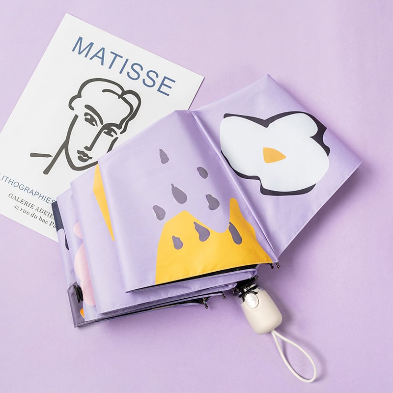 Чадър за слънце и дъжд, автоматичен, ретро компактен дизайн, 14 ребра, UPF30+ UV защита