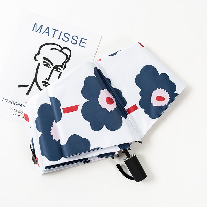 Чадър за слънце и дъжд, автоматичен, ретро компактен дизайн, 14 ребра, UPF30+ UV защита