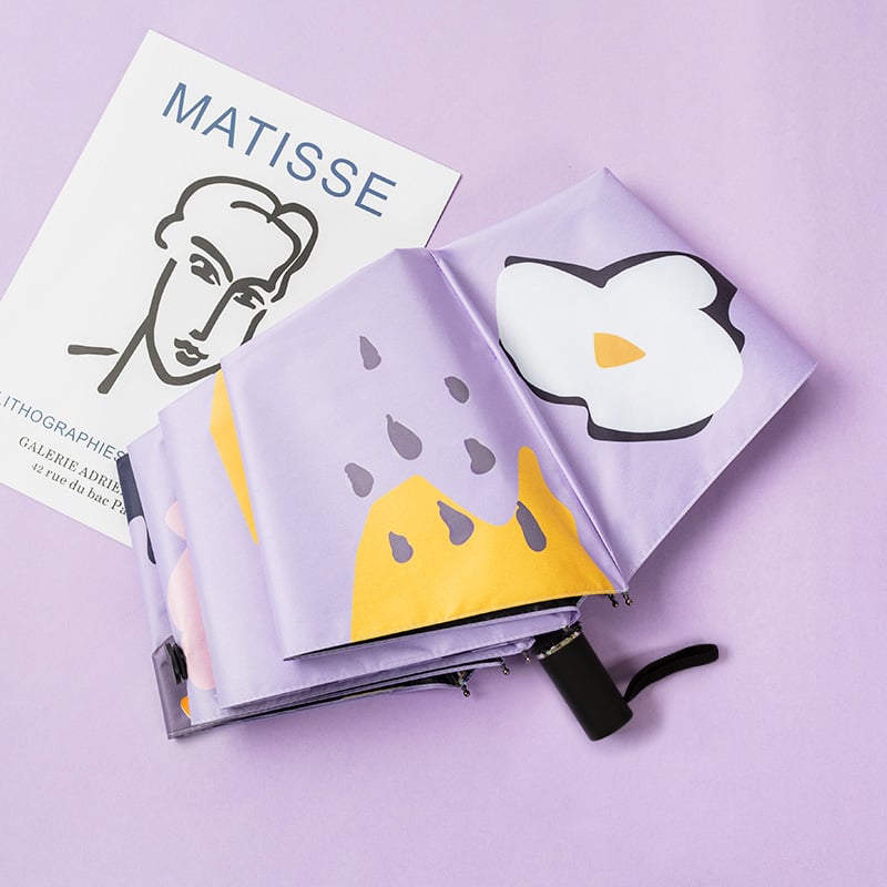 Чадър за слънце и дъжд, автоматичен, ретро компактен дизайн, 14 ребра, UPF30+ UV защита