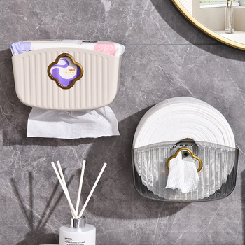 Επιτοίχια θήκη χαρτοπετσετών χωρίς διάτρηση και αποθήκευση πετσέτας προσώπου, πλαστικό πολυλειτουργικό κουτί, μοντέλο 8375